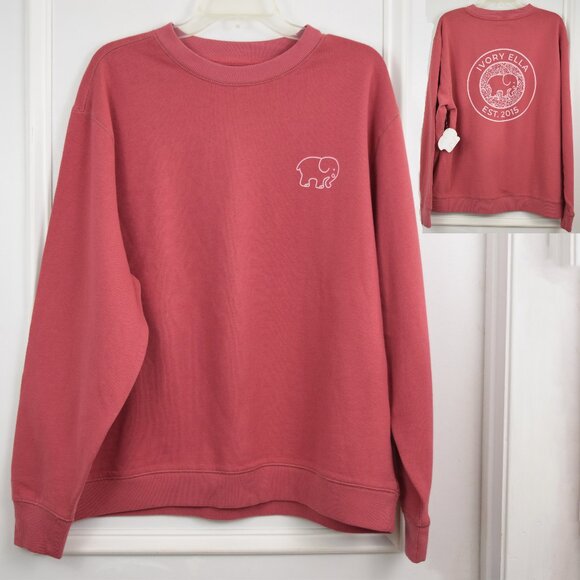 Ivory Ella Sweatshirt Women Large Classic Crewneck Organic Cotton Elephant New - Picture 1 of 12